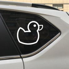 Karikatür Sevimli Ördek Tasarım Oto Cam Sticker Beyaz 15*10 cm