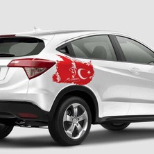 Büyük Türk Bayrağı Atatürk Silueti ve Imzası Oto Sticker 60*35 cm