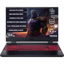 Acer Nitro 5 AN515-58-544K Intel I5-12450H 8gb 512GB RTX3050 15.6" Fhd 144hz Freedos Taşınabilir Bilgisayar NH.QFJEY.007