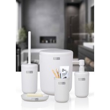 Okyanus Home Linea Beyaz Çizgili Yuvarlak Banyo Seti