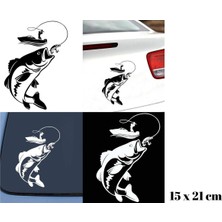 Balık Tutan Adam Oto Kaput Sticker 15*21 cm