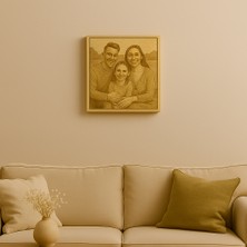 Happymood Size Özel Tasarım Ahşap Dokulu Kazıma Portre
