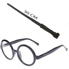 Harry Potter Asası 30 cm ve Siyah Çerçeveli Harry Potter Gözlüğü Seti