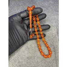 Arpa Kesim Turuncu Toz Kehribar Tesbih