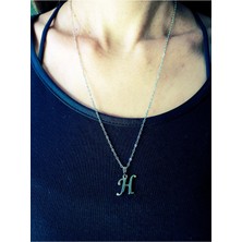 Gümüş Kaplama H Harfi Kolye