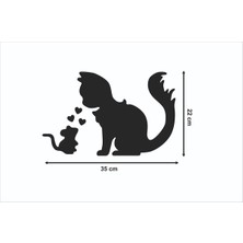 Kedi Fare Dostluk Ahşap Duvar Süsü Tablo Hediyelik Eşya Mdf Cnc Kesim Dekoru