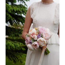 Gelin Çiçeği Gelin Buketi Nikah Çiçeği Pudra Pembe Lila Krem Yapay Çiçek Yaka Çiçeği