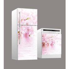 80x260 cm Sakura Desenli Buzdolabı ve Bulaşık Makinesi Kaplama Yapışkanlı Folyo