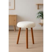 Elissa Home Retro Ağaç Ayak Rahat Oturum Alanlı Puf Tabure Bench Makyaj Pufu