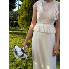 Gelin Buketi Nişan Çiçeği Nikah El Çiçeği Beyaz Yapay Karışık Çiçekler Okaliptus Yaka Çiçeği Hediye