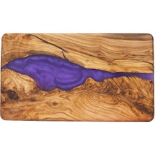Epoksi Ahşap Dikdörtgen Sunum Tahtası - Mor