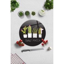 Cam Kesme Tahtası | Cam Kesme Tablası | Perfect Match | Siyah Fon | Çap 32 cm