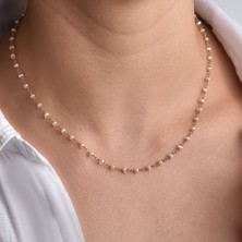 14 Ayar Altın Kaplama Minimal Incili El Yapımı Gümüş Kolye - CNS00628