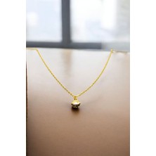 Atolyezone 18K Altın Kaplama Huggie Sallantılı Mini Tasarım Çelik Küpe ve Kolye Set