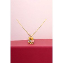 Atolyezone 18K Altın Kaplama Huggie Sallantılı Mini Tasarım Çelik Küpe ve Kolye Set