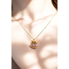 Atolyezone 18K Altın Kaplama Huggie Sallantılı Mini Tasarım Çelik Küpe ve Kolye Set