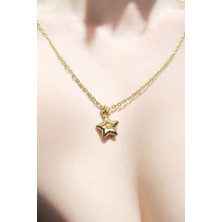 Atolyezone 18K Altın Kaplama Huggie Sallantılı Mini Tasarım Çelik Küpe ve Kolye Set