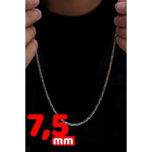 7.5mm Yuvarlak Kral Model 925 Ayar Erkek Gümüş Kolye Zincir