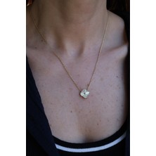 14 Ayar Altın Işıltılı Yonca Uçlu Kolye