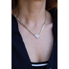 14 Ayar Altın Üçgen Taşlı Gurmet Kolye