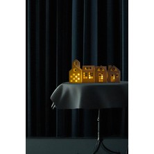 Mini Lüks Ev Mumluk Seti – 4’lü Dekoratif LED Işıklı Evler