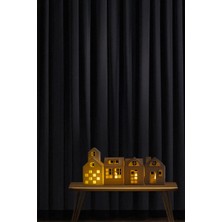 Mini Lüks Ev Mumluk Seti – 4’lü Dekoratif LED Işıklı Evler