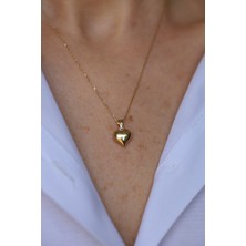 14 Ayar Altın Forse Zincirli Tombul Kalp Kolye