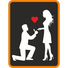 Kalpli Sevgiliye Teklif Oto Sticker Beyaz 24*20 cm