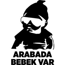 Arabada Bebek Var Oto Arka Cam Sticker Siyah 24*16 cm