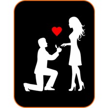 Kalpli Sevgiliye Teklif Oto Sticker Beyaz 18*15 cm