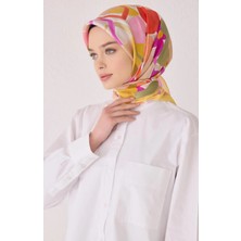 Belli Tivil İpek Eşarp 4054 - 06 Sarı  Sarı Karışık Desen