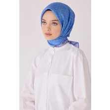 Belli Tivil İpek Eşarp 4053 - 04 Mavi Karışık Desen