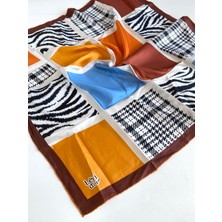 Lêvi D'or Levidor Tivil İpek Eşarp 46848 Turuncu - Kahverengi Karışık Desen