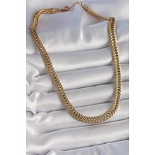 316L Çelik Gold Renk Balık Sırtı Model Kadın Kolye