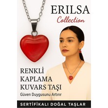 Sertifikalı Renkli Kaplama Kuvars Taşı Kolye (Kırmızı) – Tutku, Güç ve Koruyucu Enerji Taşı