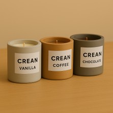 Crean 3’lü Kokulu Mum Seti – Vanilya, Kahve & Çikolata | Minimal Beton Tasarım
