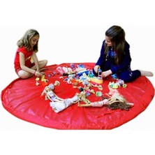 Çocuk Oyuncak Hurcu Çanta Oyun Halısı LEGO Puzzle ve Yapboz Eğitici Oyuncaklar Sepeti Kırmızı