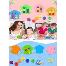 Kıyafet Giydirme Oyunu Gömleğe Düğme Dikme Ince Motor Beceri Montessori Eğitici Oyuncak
