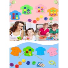 Kıyafet Giydirme Oyunu Gömleğe Düğme Dikme Ince Motor Beceri Montessori Eğitici Oyuncak