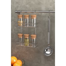 Asılabilir Kancalı Iki Katlı Baharatlık Rafı Krom MG035