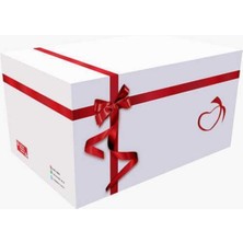 Büyükboy Dekorlu Çeyiz Kolisi 60X40X32CM Şık Karton Çeyiz Sandığı Beyaz Zeminde Kurdela Kalp Figürl