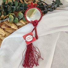 15 Adet Plastik Ayna Hediyelik Kelebek ve Taçlı Kırmızı