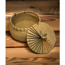 Hasır Sepet, Jüt Ip Kapaklı Sepet, Dekoratif Saklama Kutusu