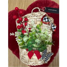 Süslü Hasır Sepet Poşetlik Kapı Süsü Mutfak Sepeti