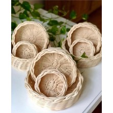 3’lü Rattan Bambu Hasır Sepet, Saksı, Düzenleyici Organizer