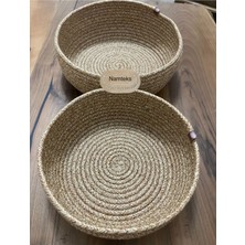 Natural Jüt Desenli Sepet Dolap Içi Çocuk Odası Düzenleyici Saklama Ekmek Sepeti