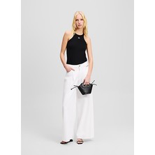 Karl Lagerfeld Yüksek Bel Geniş Paça Beyaz Kadın Denim Pantolon A2W10158