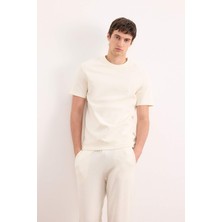 DeFacto Regular Fit Bisiklet Yaka Kısa Kollu Pamuklu Ağır Kumaş Tişört E2587AX25SM