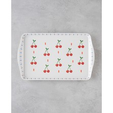 Cherries Melamin Tepsi 24X39 cm Kırmızı