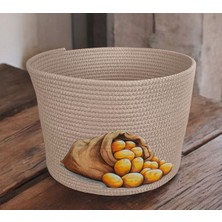 Patates Sepeti Dekoratif Sepet Organizer Sepet Jüt Sepet Patates Sepeti Baskılı Dekoratif Sepet